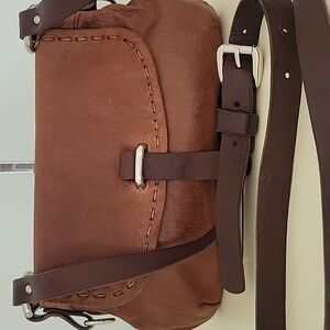 VIN BAKER Western Style Mini Bag Crossbody Silver Hardware Brown Tab Closure USA